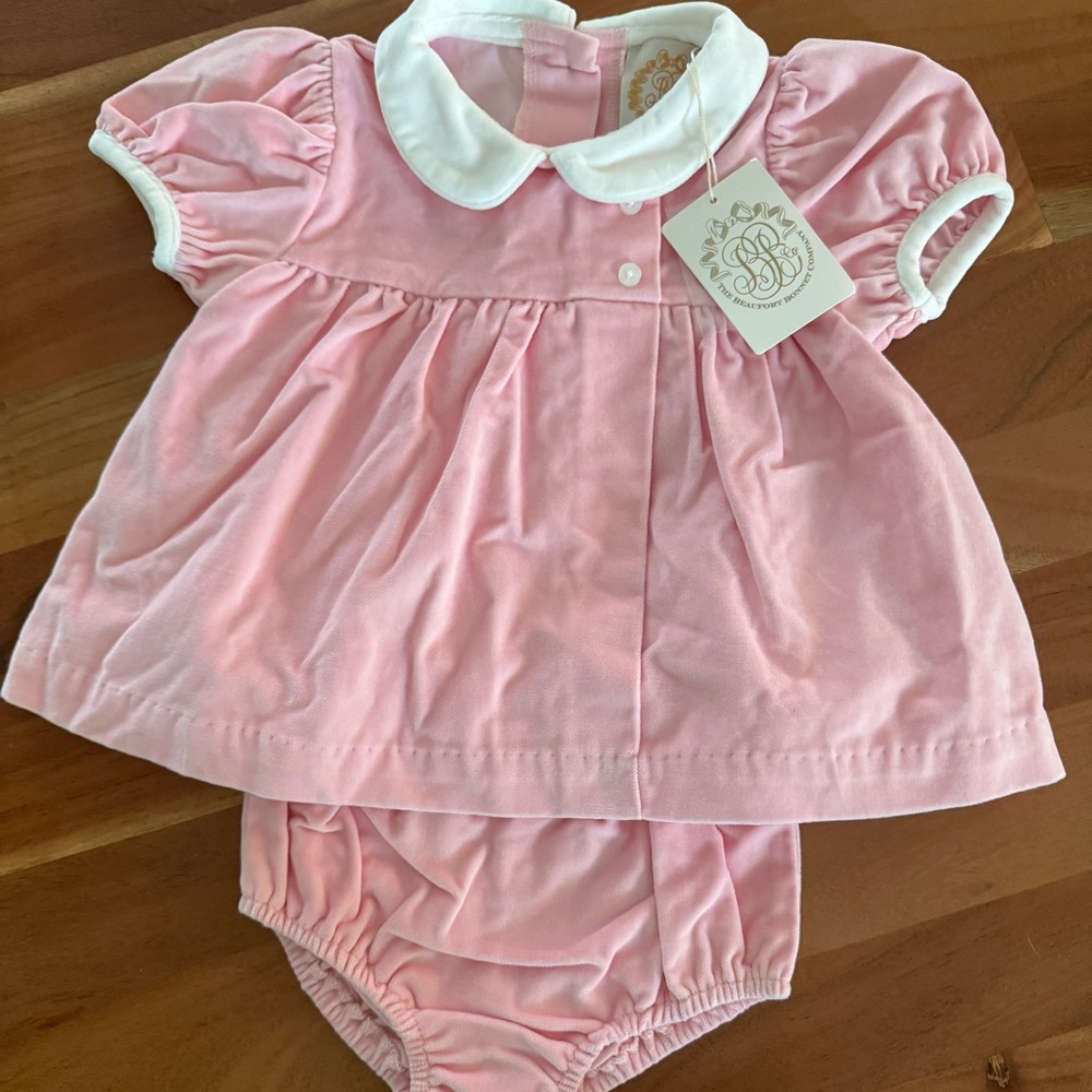 The Beaufort Bonnet Company Pink and White Matching Diaper Cover Set